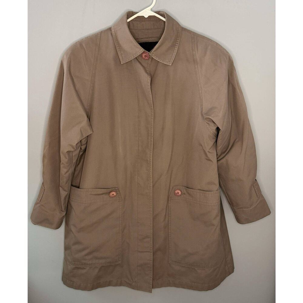 VTG London Fog Tan Beige All-Weather Removable Liner Trench Chore Coat Womens 6R